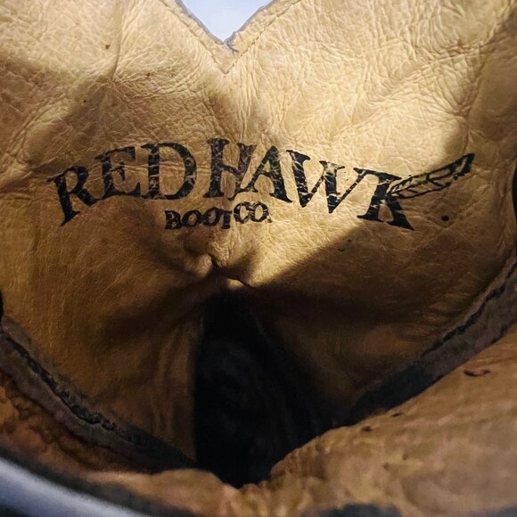 Red Hawk Boot Co.  Cowboy Boots Square Toe Leather-Unisex-Tan/Teal-Mexico-10? - Picture 15 of 16